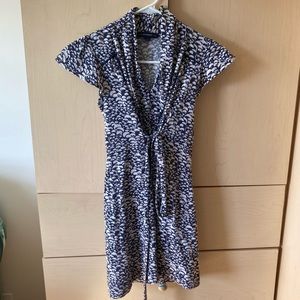 French Connection mini dress navy blue pattern print floral flutter S small